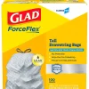 CloroxPro Glad ForceFlex 13 Gallon Tall Kitchen Trash Bag, 23.75" x 24.88", Low Density, .72 mil, Gray, 100/Box (70427)