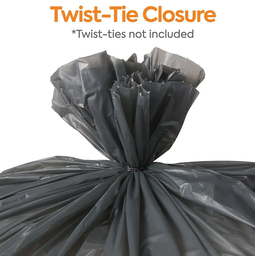 Coastwide Professional™ 50-56 Gallon Trash Bag, 43" x 47", Low Density, 0.95 mil, Gray, 100 Bags/Box (CW50715)