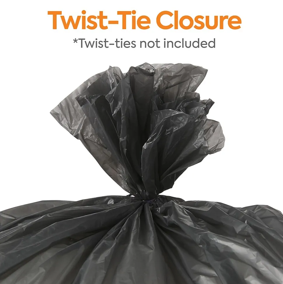 Coastwide Professional™ 50-56 Gallon Trash Bag, 43" x 48", High Density, 16 mic, Black, 200 Bags/Box (CW57392)