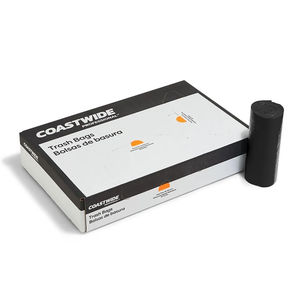 Coastwide Professional™ 40-45 Gallon Trash Bag with 30% PCR, 40" x 46", Low Density, 0.8 mil, Black, 150 Bags/Box (CW62419)