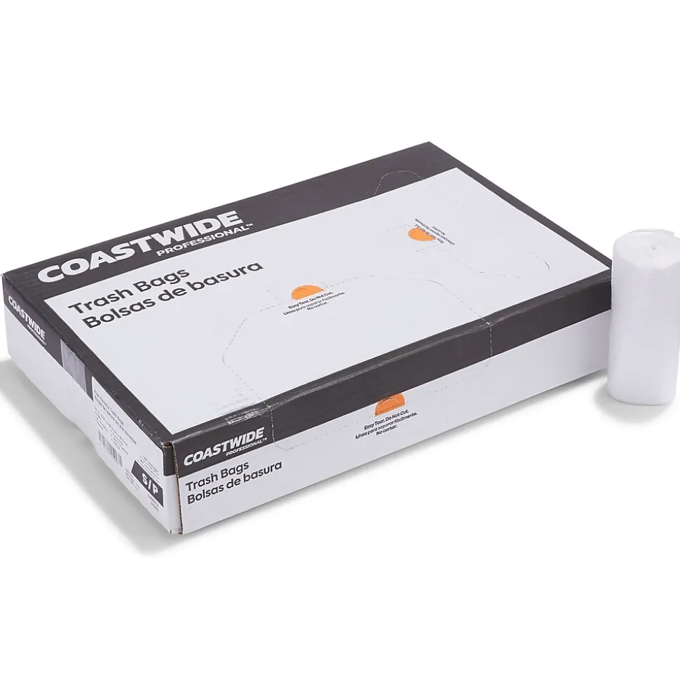 Coastwide Professional™ 7-10 Gallon Trash Bag, 24" x 24", High Density, 8 mic, Natural, 1000 Bags/Box (CW25412)