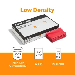 Coastwide Professional™ 30-33 Gallon Biohazard Bags, Low Density, 1.3 Mil, Red, 150 Bags/Box (CW57395)