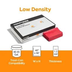 Coastwide Professional™ 40-45 Gallon Biohazard Bags, Low Density, 1.3 Mil, Red, 200 Bags/Box (CW50713)