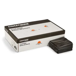 Coastwide Professional™ 7-10 Gallon Trash Bag, 24" x 23", Low Density, 0.35 mil, Black, 500 Bags/Box (CW21759)