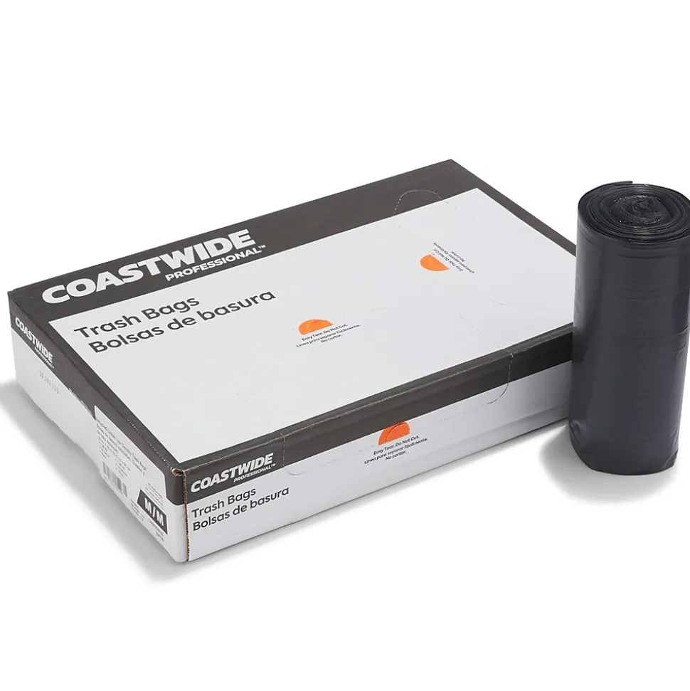 Coastwide Professional™ 30-33 Gallon Trash Bag, 33" x 39", Low Density, 1.5 mil, Black, 100 Bags/Box (CW25530)