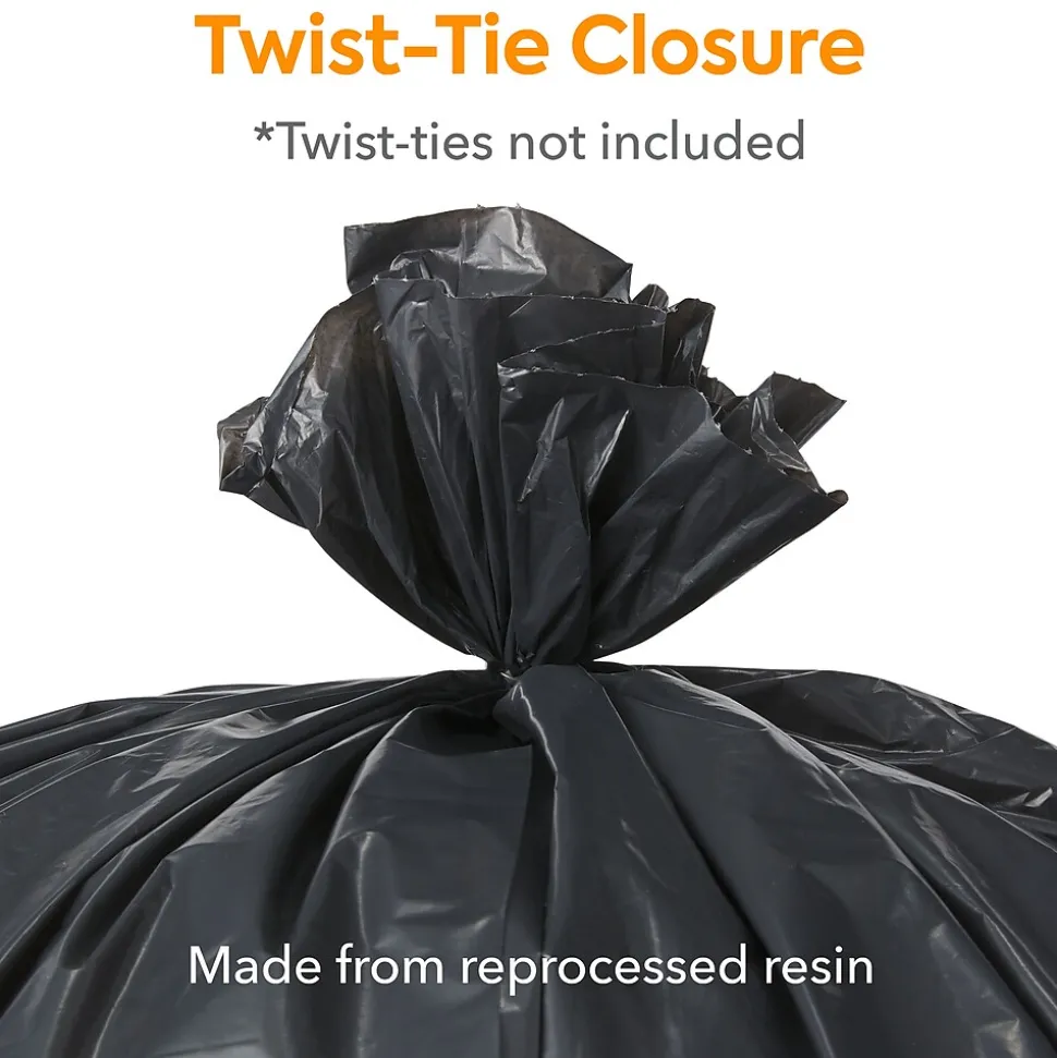 Coastwide Professional™ 30-33 Gallon Trash Bag, 33" x 39", Low Density, 1.5 mil, Black, 100 Bags/Box (CW25530)