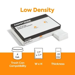Coastwide Professional™ 4 Gallon Trash Bag, 17" x 17", Low Density, 0.35 mil, Clear, 1000 Bags/Box (CW22236)