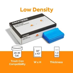 Coastwide Professional™ 20-30 Gallon Biohazard Bag,LowDensity, 1.3 mil, Blue, 200 Bags/Box (CW50711)