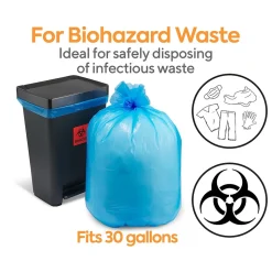 Coastwide Professional™ 20-30 Gallon Biohazard Bag,LowDensity, 1.3 mil, Blue, 200 Bags/Box (CW50711)