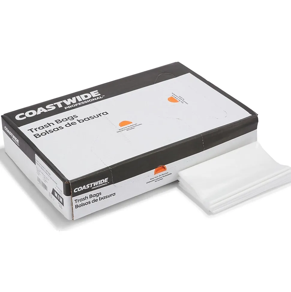 Coastwide Professional™ 30-33 Gallon Trash Bag, 33" x 39", Low Density, 0.9 mil, Clear, 150 Bags/Box (CW22339)