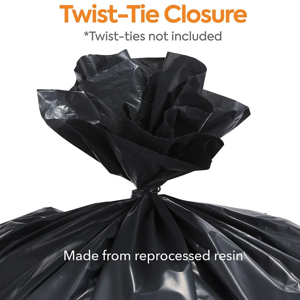Coastwide Professional™ 30-33 Gallon Trash Bag, 33" x 39", Low Density, 2 mil, Black, 100 Bags/Box (CW57403)