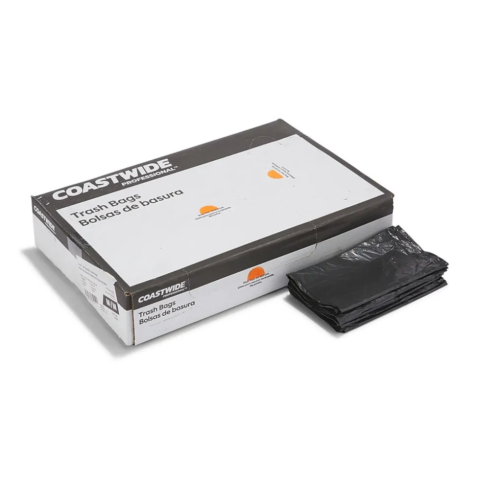 Coastwide Professional™ 30-33 Gallon Trash Bag, 33" x 39", Low Density, 0.6 mil, Black, 250 Bags/Box (CW17966)