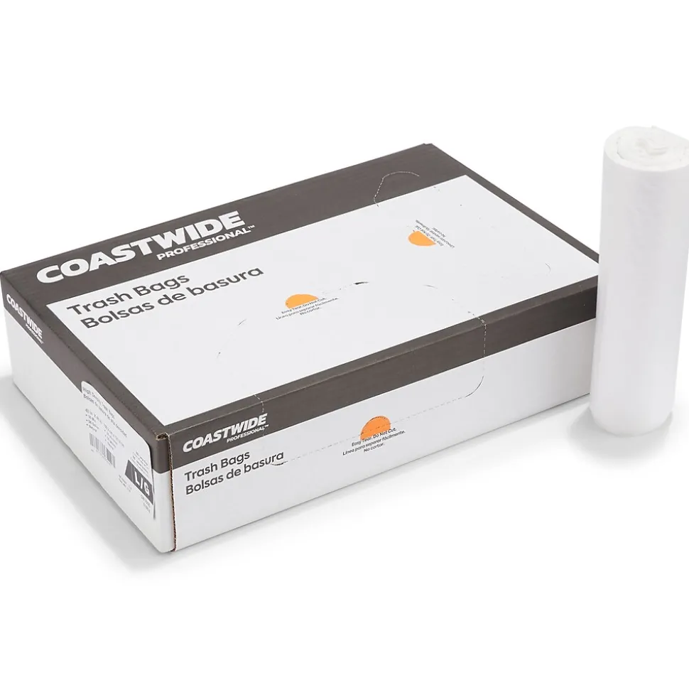 Coastwide Professional™ 50-56 Gallon Trash Bag, 43" x 48", High Density, 16 mic, Natural, 200 Bags/Box (CW18205)