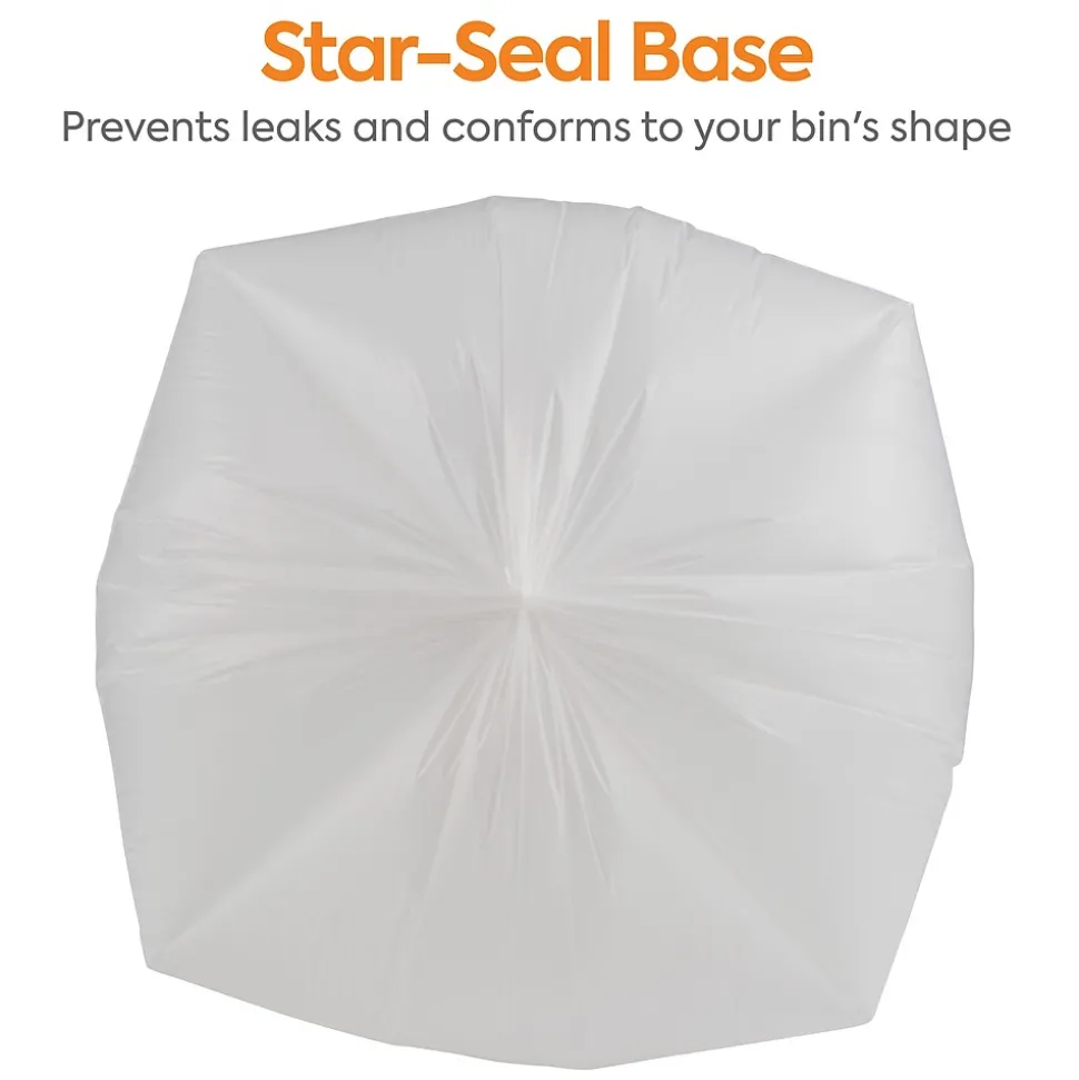 Coastwide Professional™ 30-33 Gallon Trash Bag, 33" x 39", Low Density, 0.74 mil, White, 150 Bags/Box (CW18185)
