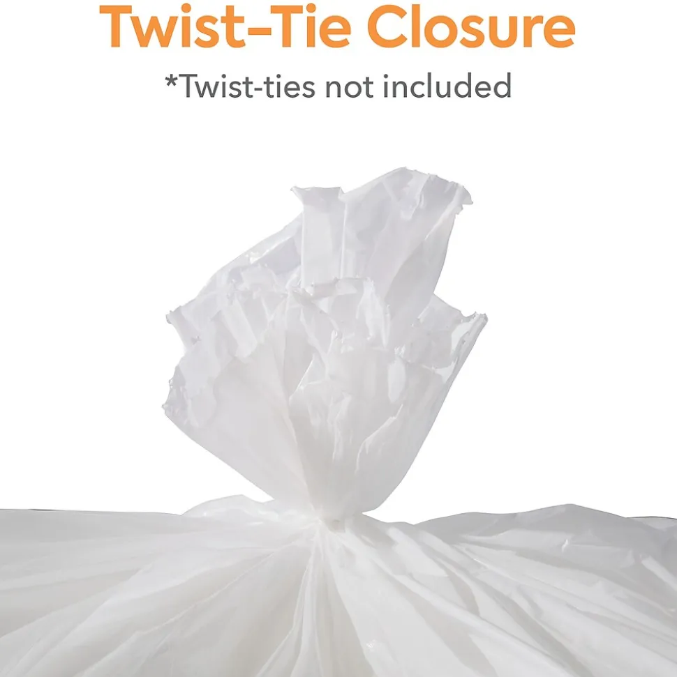 Coastwide Professional™ 55-60 Gallon Trash Bag, 38" x 58", Low Density, 0.74 mil, White, 100 Bags/Box (CW18187)