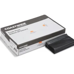 Coastwide Professionalâ„¢ 30-33 Gallon Trash Bag, 33" x 39", Low Density, 1.35 mil, Black, 150 Bags/Box (CW18206)