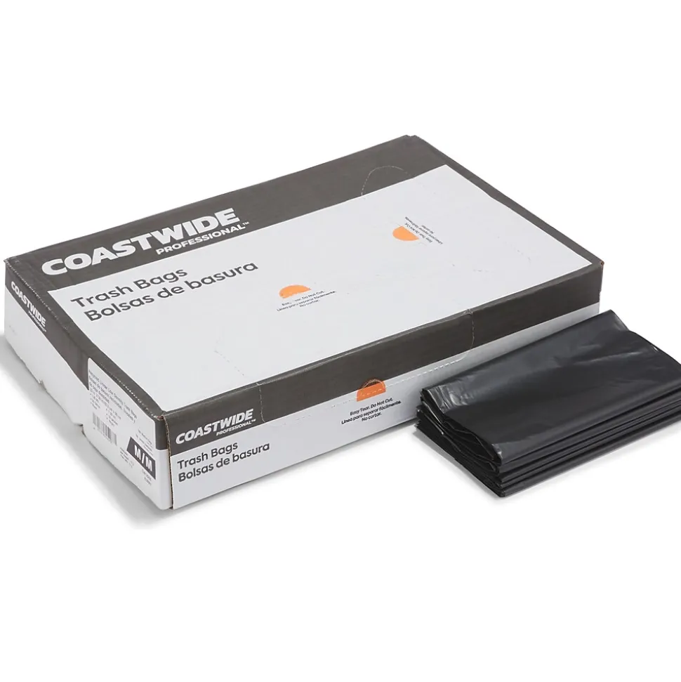 Coastwide Professional™ 30-33 Gallon Trash Bag, 33" x 39", Low Density, 1.35 mil, Black, 150 Bags/Box (CW18206)