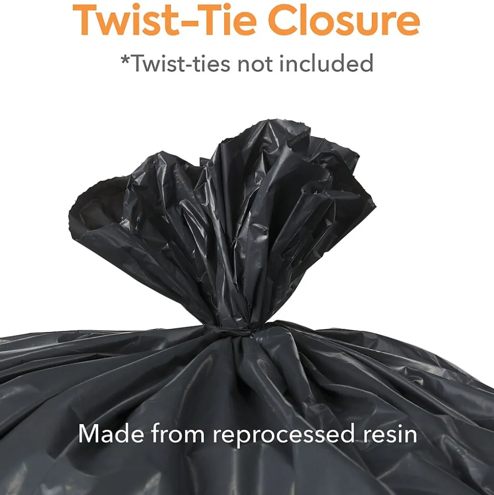 Coastwide Professional™ 50-56 Gallon Trash Bag, 43" x 47", Low Density, 1.8 mil, Black, 100 Bags/Box (CW18209)