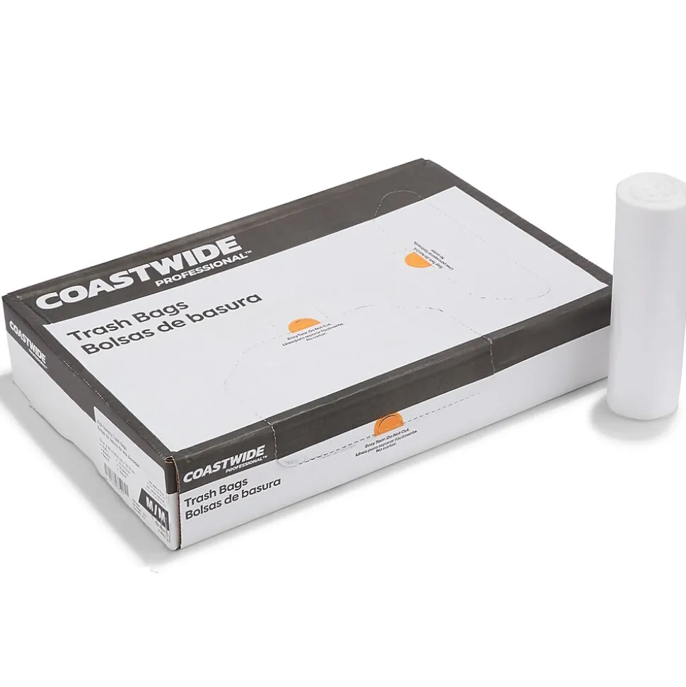 Coastwide Professional™ 30-33 Gallon Trash Bag, 33" x 40", High Density, 12 mic, Natural, 250 Bags/Box (CW18199)