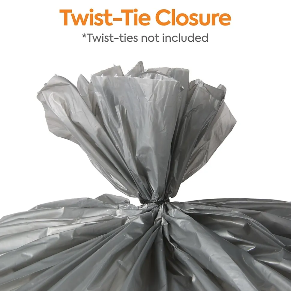 Coastwide Professional™ 30-33 Gallon Trash Bag, 33" x 40", Low Density, 1.5 mil, Silver, 100 Bags/Box (CW18186)