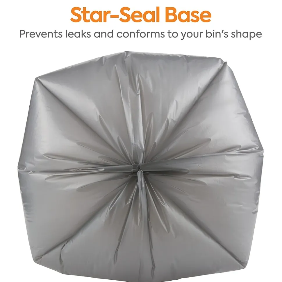 Coastwide Professional™ 30-33 Gallon Trash Bag, 33" x 40", Low Density, 1.5 mil, Silver, 100 Bags/Box (CW18186)