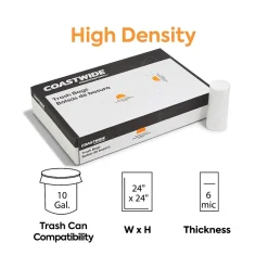 Coastwide Professional™ 10 Gallon Trash Bag, 24" x 24", High Density, 6 mic, Natural, 1000 Bags/Box (CW18195)