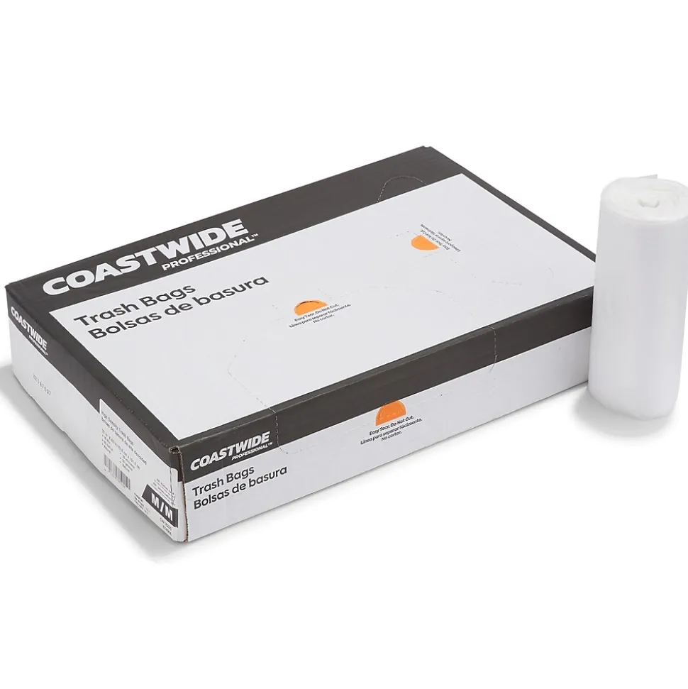 Coastwide Professional™ 30-33 Gallon Trash Bag, 33" x 40", High Density, 16 mic, Natural, 250 Bags/Box (CW18200)