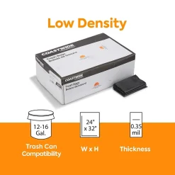 Coastwide Professional™ 12-16 Gallon Trash Bag, 24" x 32", Low Density, 0.35 mil, Black, 1000 Bags/Box (CW19245)