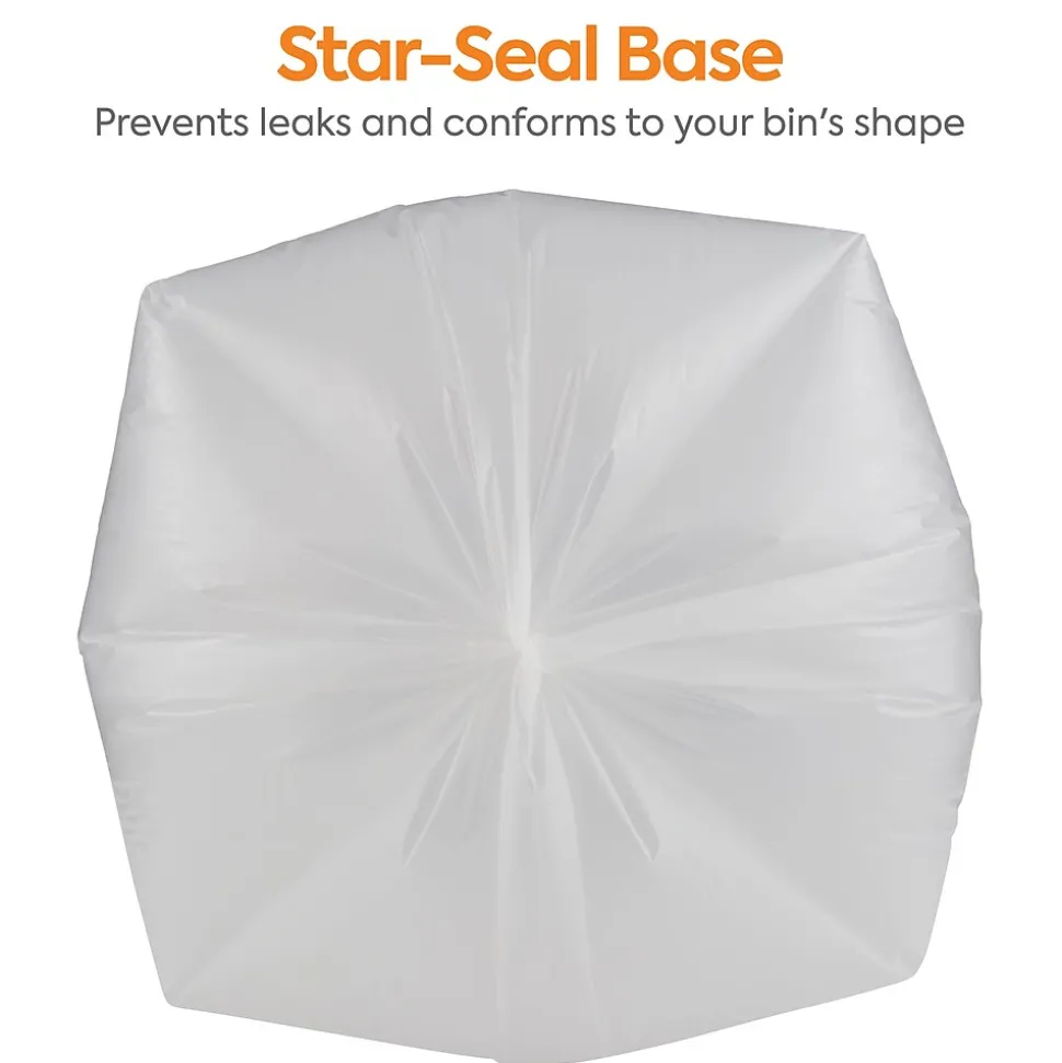 Coastwide Professional™ 55-60 Gallon Trash Bag, 38" x 58", Low Density, 1.3 mil, Clear, 100 Bags/Box (CW25528)