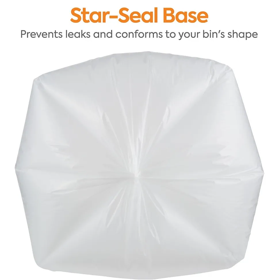 Coastwide Professional™ AccuFit 55 Gallon Trash Bag, 40" x 53", Low Density, 1.3 mil, Clear, 100 Bags/Box (CW25527)