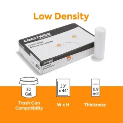 Coastwide Professional™ AccuFit 32 Gallon Trash Bag, 33" x 44", Low Density, 0.9 mil, Clear, 100 Bags/Box (CW57401)