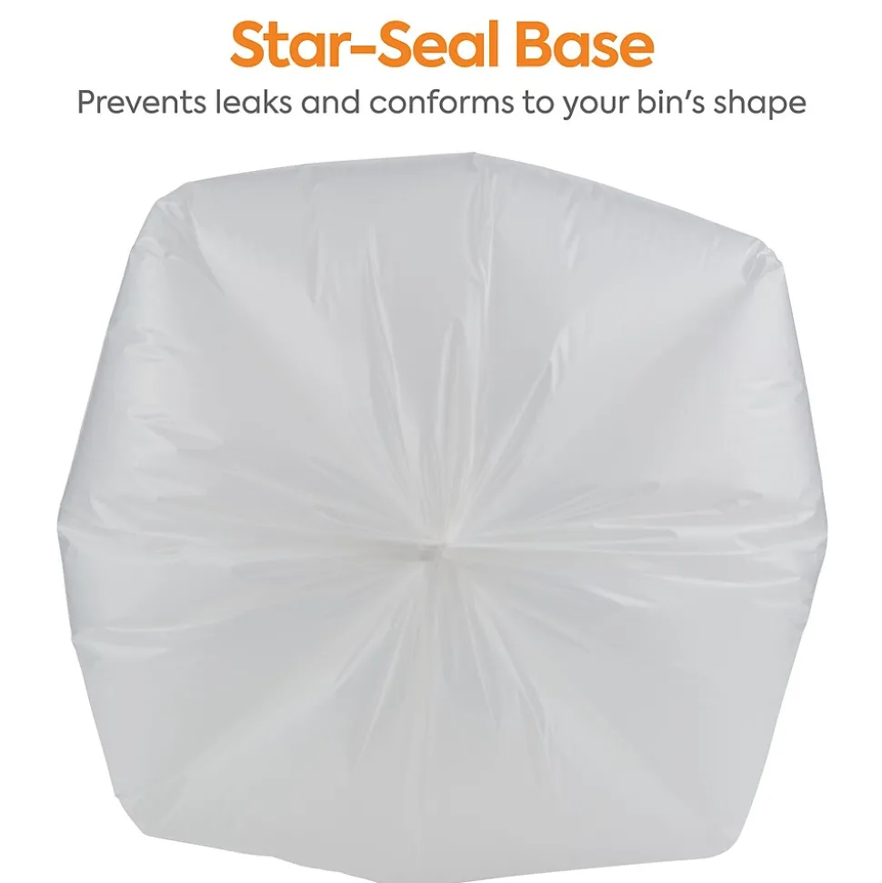 Coastwide Professional™ AccuFit 44 Gallon Trash Bag, 37" x 50", Low Density, 1.3 mil, Clear, 100 Bags/Box (CW25526)