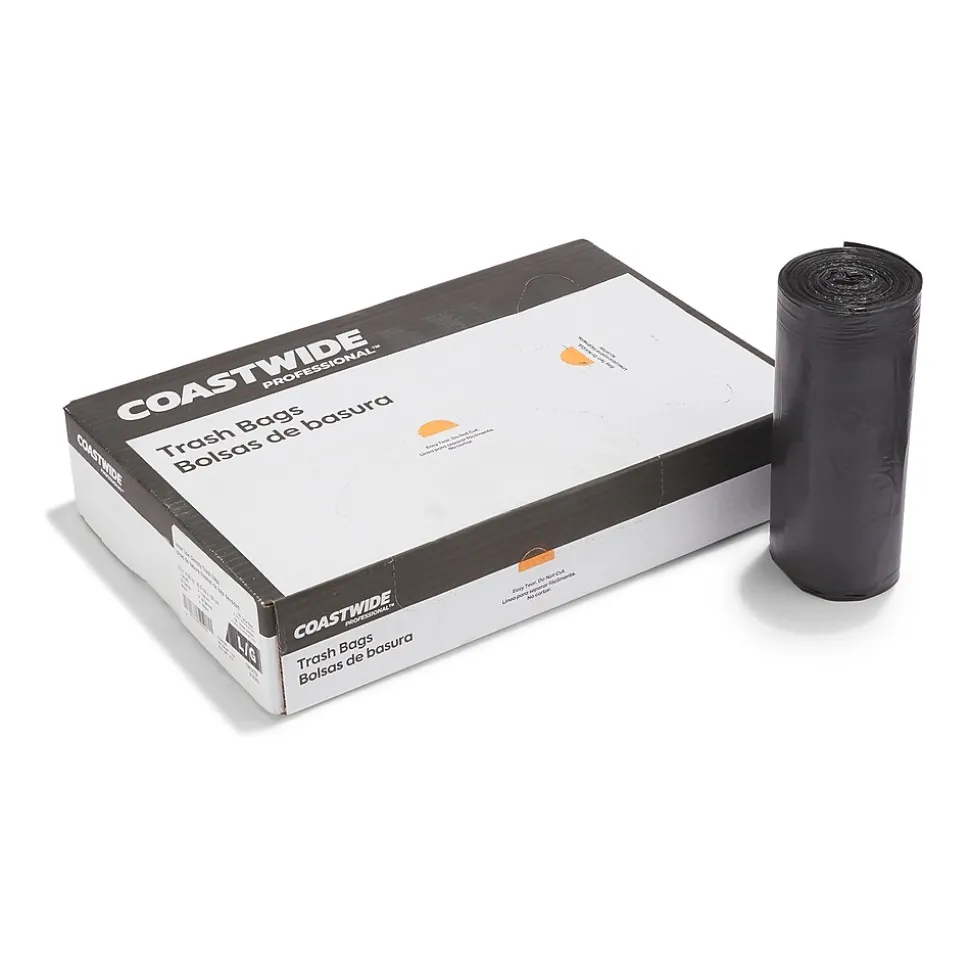Coastwide Professional™ AccuFit 44 Gallon Trash Bag, 37" x 50", Low Density, 1.3 mil, Black, 100 Bags/Box (CW22752)
