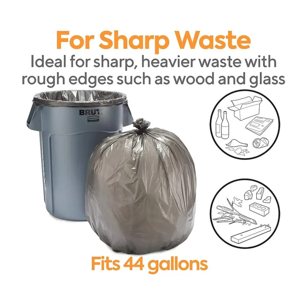 Coastwide Professional™ AccuFit 44 Gallon Trash Bag, 37" x 50", Low Density, 1.3 mil, Black, 100 Bags/Box (CW22752)