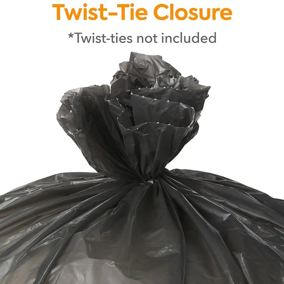 Coastwide Professional™ AccuFit 44 Gallon Trash Bag, 37" x 50", Low Density, 1.3 mil, Black, 100 Bags/Box (CW22752)