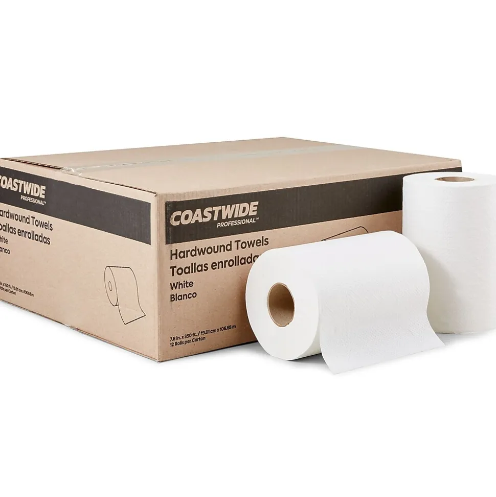Coastwide Professional™ Hardwound Paper Towels, 1-Ply, 350 ft./Roll, 12 Rolls/Carton (CW21813)