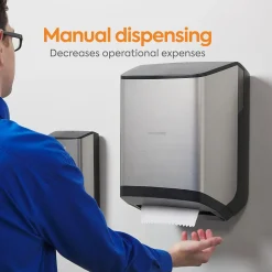 Coastwide Professional J-Series Manual Hardwound Paper Towel Dispenser, Black/Metallic (CWJMHT-S-CC)