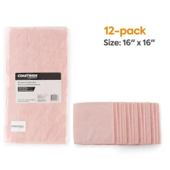 Coastwide Professional™ Microfiber Wipers, Pink, 12/Pack (CW57317)