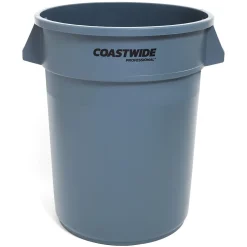 Coastwide Professionalâ„¢ Plastic Trash Can with no Lid, Gray, 32 Gal. (CW50716)