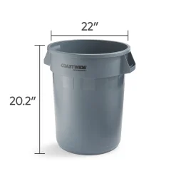 Coastwide Professional™ Plastic Trash Can with no Lid, Gray, 32 Gal. (CW50716)