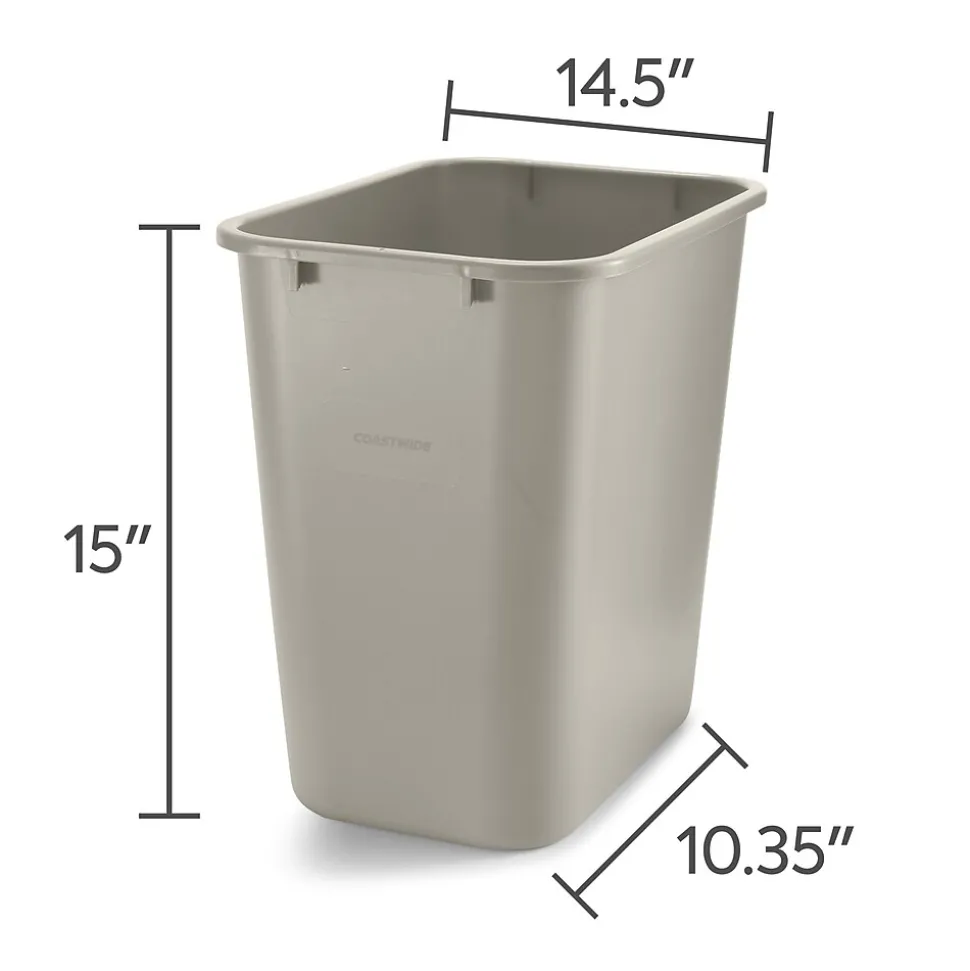 Coastwide Professional™ Plastic Trash Can, 7 Gallon, Beige (CW56430)