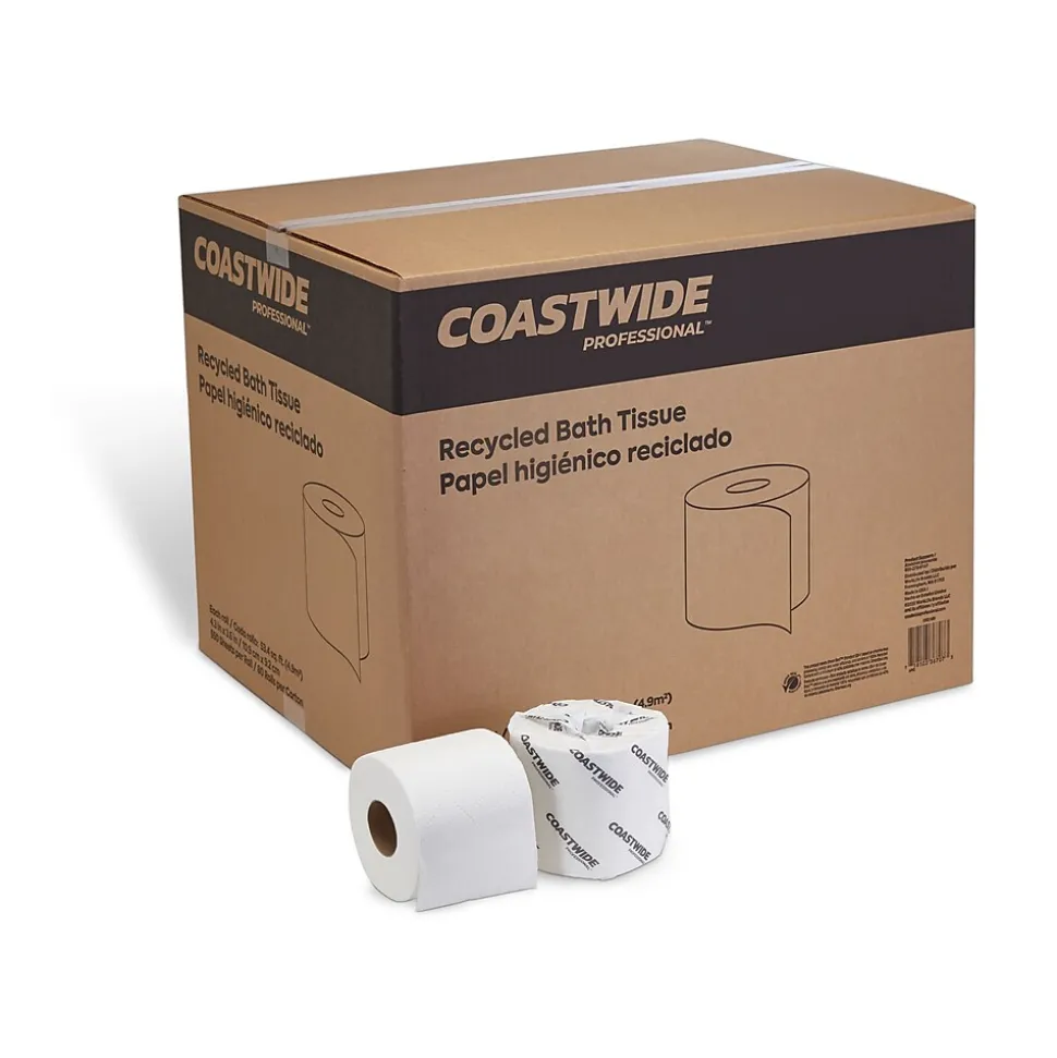 Coastwide Professional™ Recycled Toilet Paper, 2-ply, White, 550 Sheets/Roll, 80 Rolls/Carton (CW21989)
