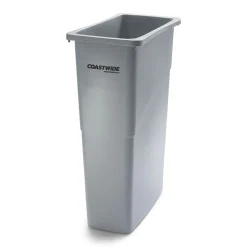 Coastwide Professional™ Slim Plastic Trash Can with no Lid, Gray, 23 Gal. (CW50717)