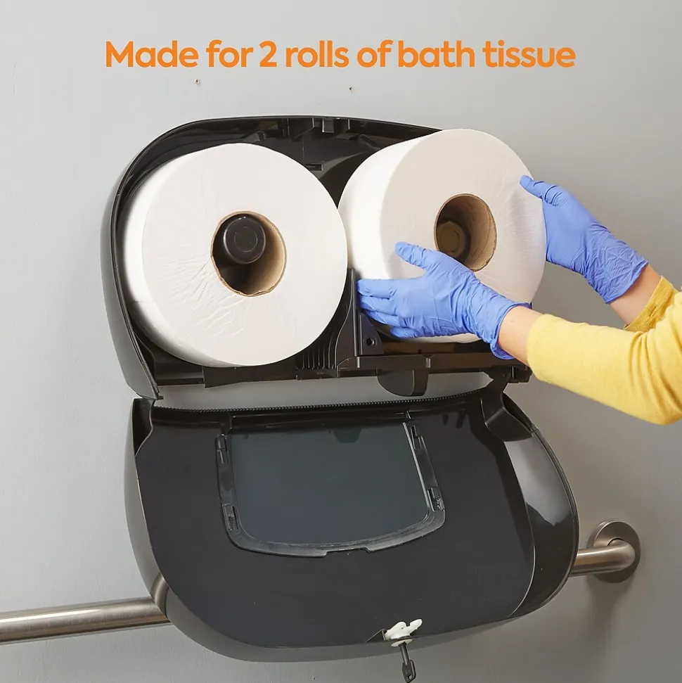 Coastwide Professional™ Twin Jumbo Roll Toilet Paper Dispenser, Black (CW60831)