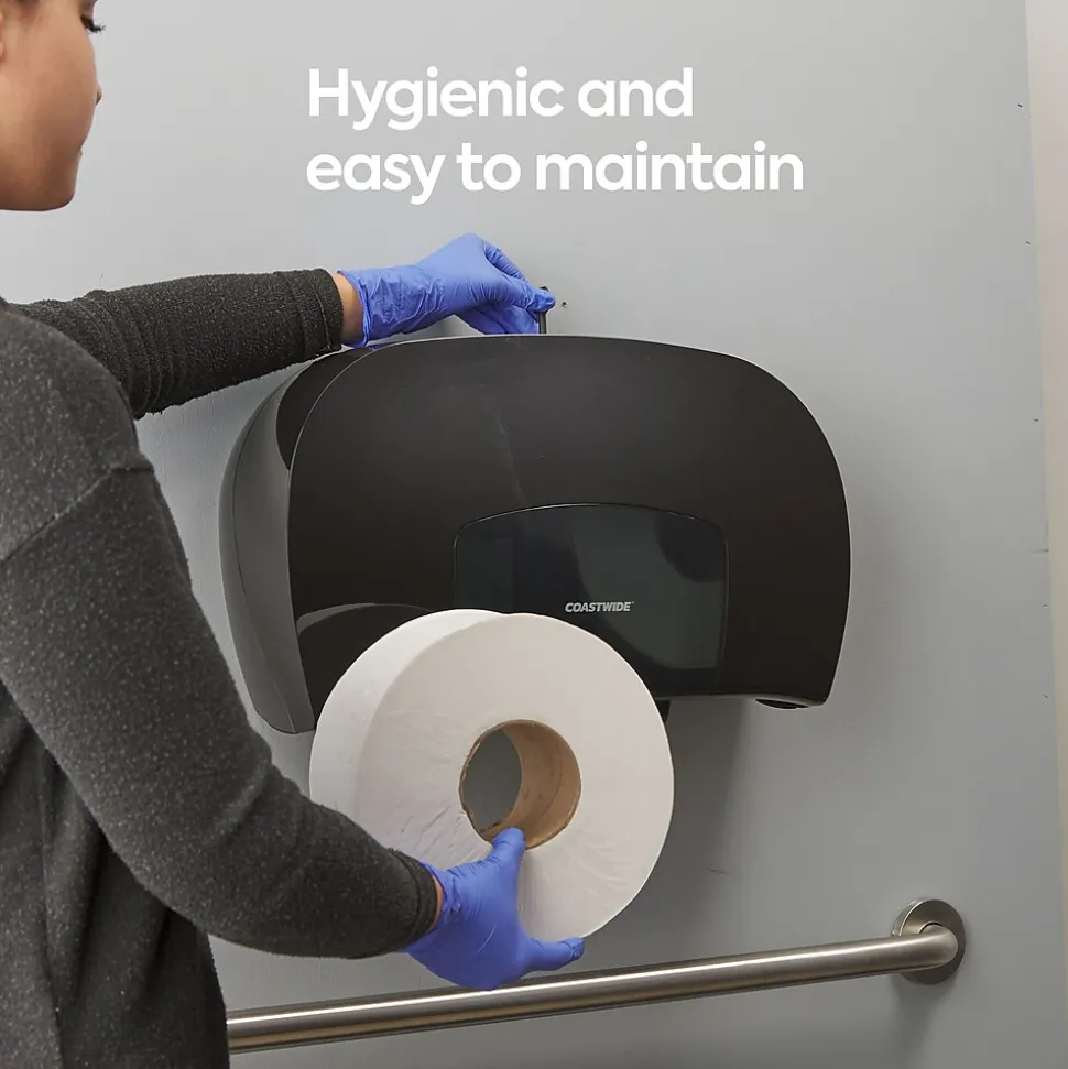 Coastwide Professional™ Twin Jumbo Roll Toilet Paper Dispenser, Black (CW60831)