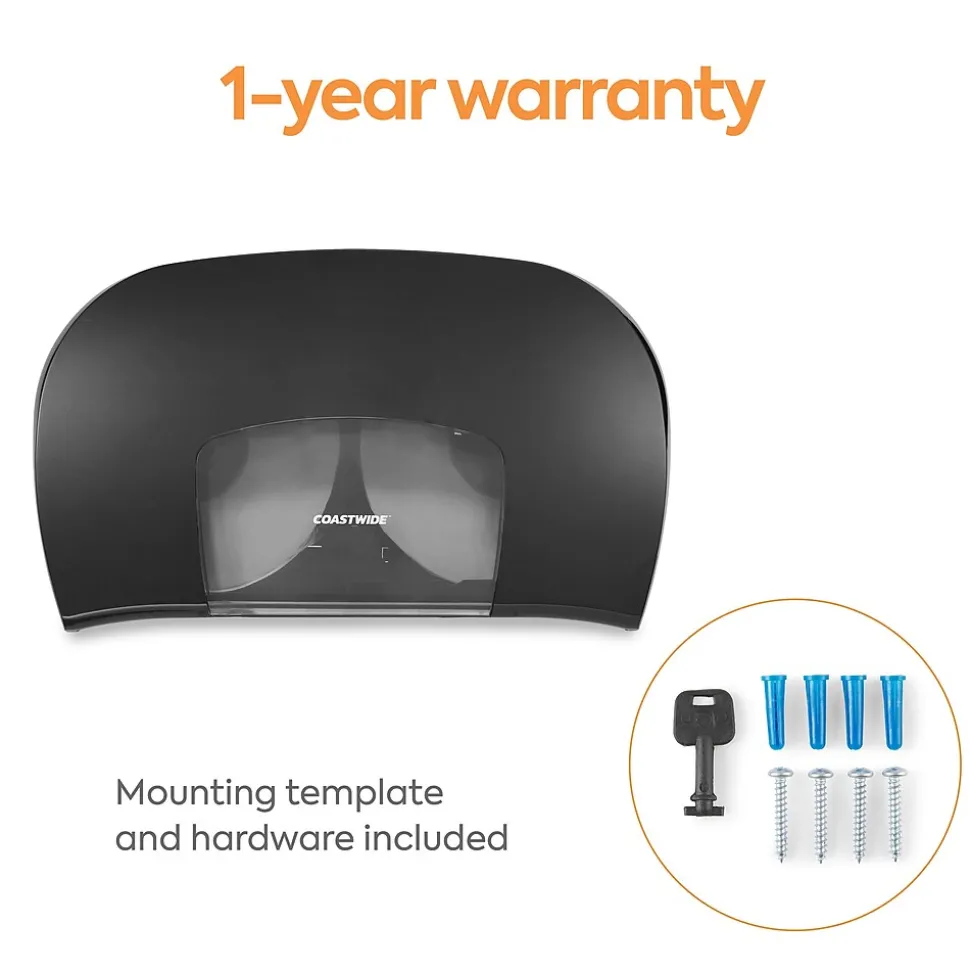 Coastwide Professional™ Twin Jumbo Roll Toilet Paper Dispenser, Black (CW60831)