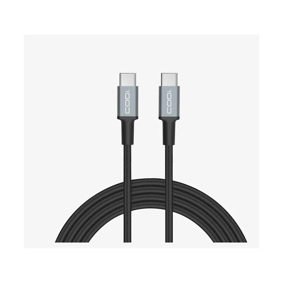 CODi 6' USB-C to USB-C Braided Nylon Charge & Sync Cable, Black (A01069)