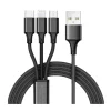 CODi Multi-Charging Braided USB-A Cable with USB-C/Micro USB/Lightning Connectors, Black (A10168)