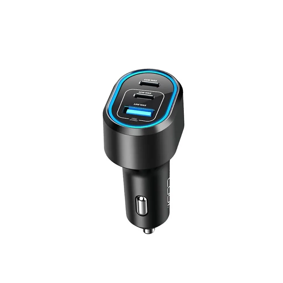 CODi 65W Dual Port Car Charger, USB-A & USB-C Outputs, Black (A01111)