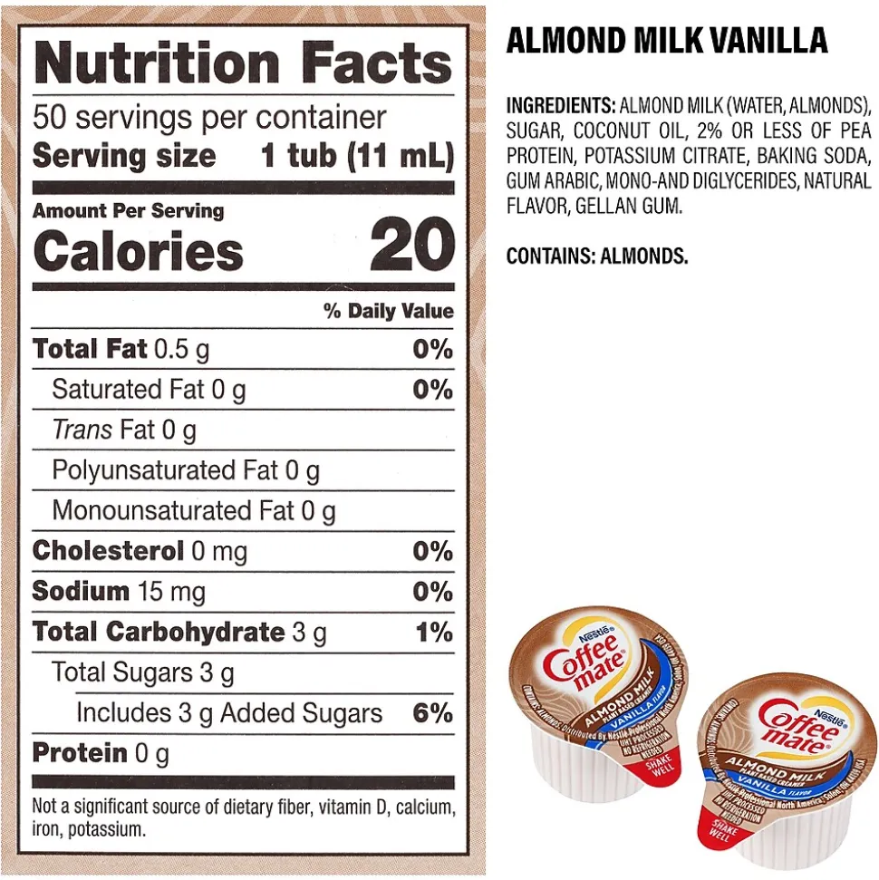 Coffee Mate Vanilla Almond Milk & Oat Milk Variety Pack, 200 Count, 4/Pack (600-00772)